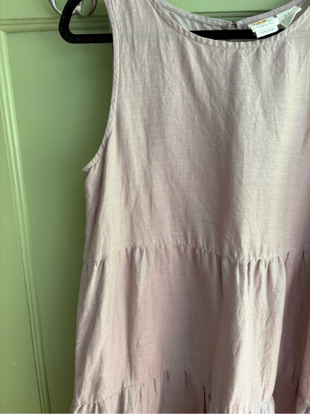 C&C California 100% Linen Tiered Midi Dress Size M Dusty Mauve